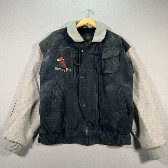 Other - Vintage Treeline Outfitters‎ Jacket Mens Medium Black Gray Garments Wool Leather